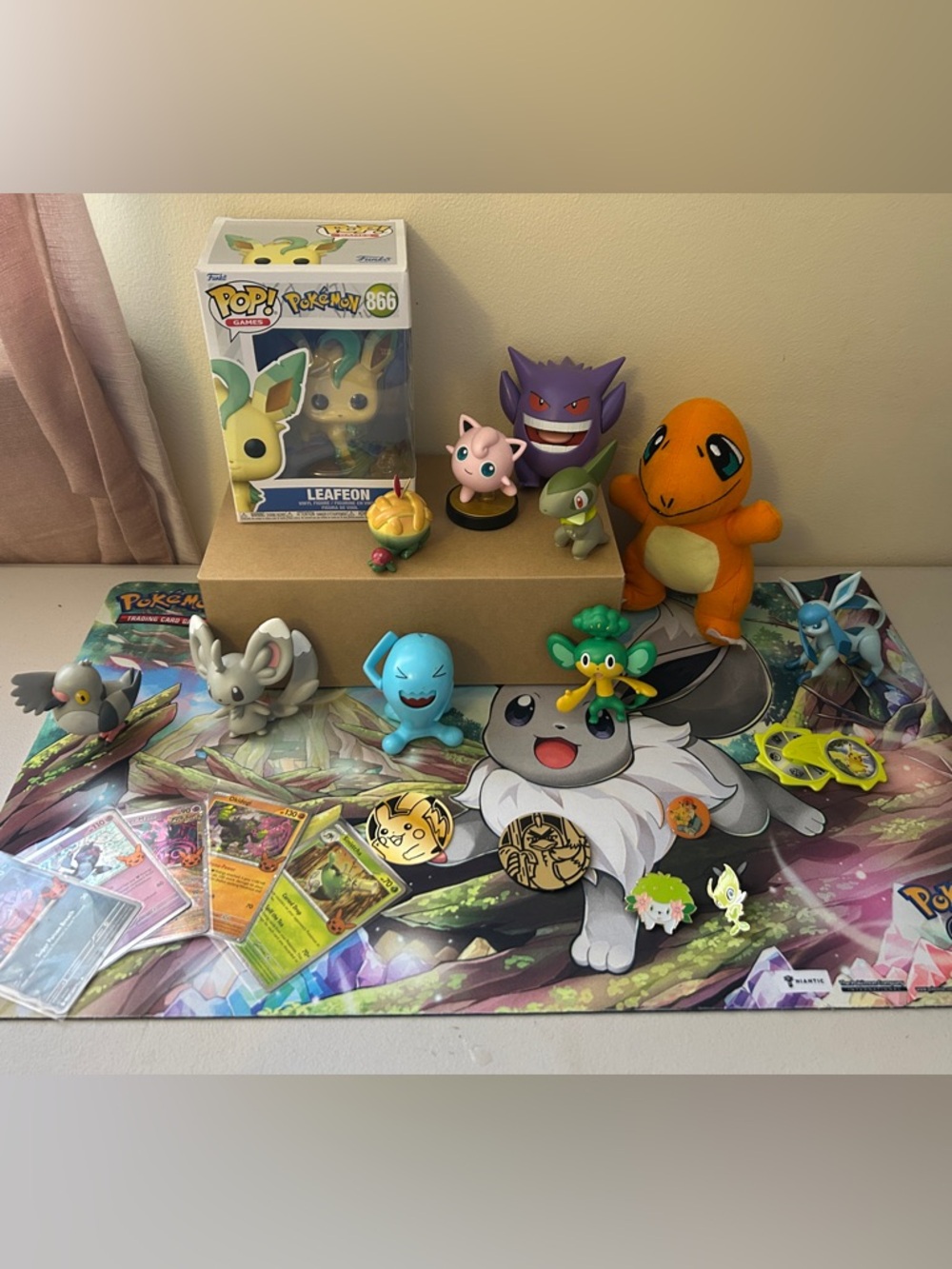 Pokemon Cards Playmat Toy Bundle Amiibo Funko Figures Pin Charmander Gengar HUGE